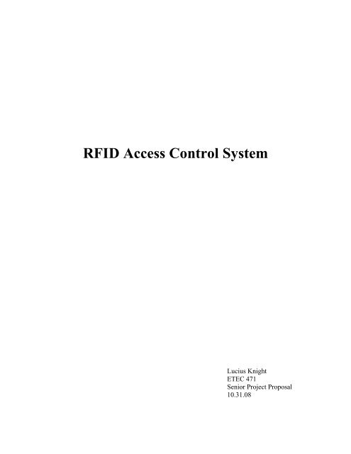 Rfid Access Control System Proposal Pdf Wwu Eet Home