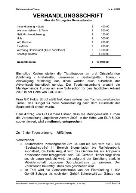 VERHANDLUNGSSCHRIFT - Turnau