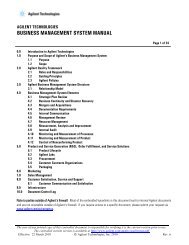 Business Management System Manual - Agilent Technologies