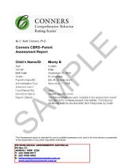 Conners CBRS–Parent Assessment Report - Psychological ...