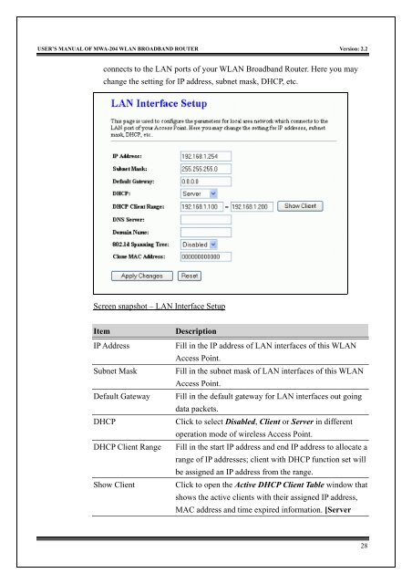 MWA-204 User's Manual v2.0 - MyTek Communication