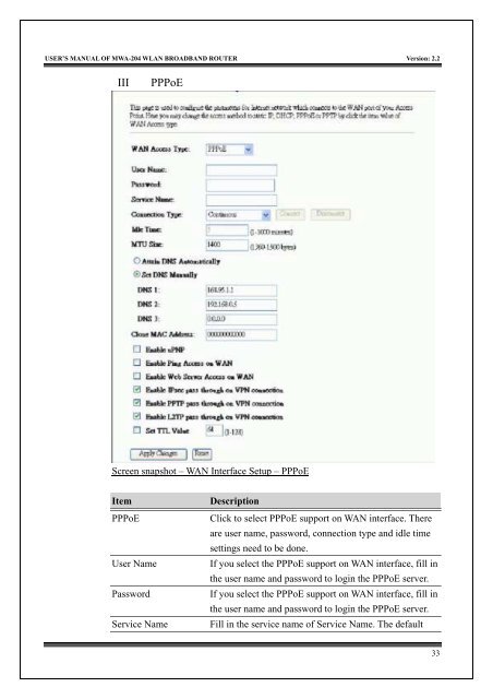 MWA-204 User's Manual v2.0 - MyTek Communication