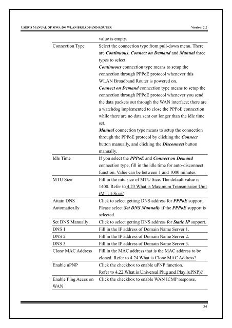 MWA-204 User's Manual v2.0 - MyTek Communication