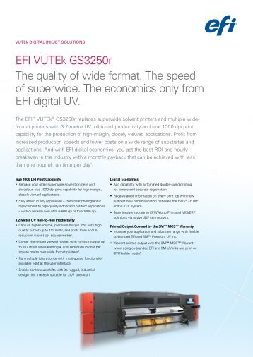 EFI VUTEk GS3250r Datasheet