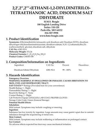 Disodium EDTA Dihydrate - HMS Beagle