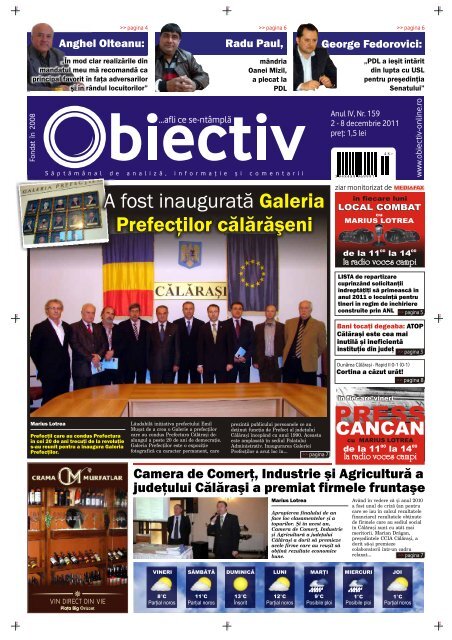 A fost inauguratÄ Galeria PrefecÅ£ilor cÄlÄrÄÅeni - Obiectiv