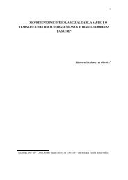 o sofrimento psicofÃ­sico, a sexualidade, a saÃºde eo trabalho