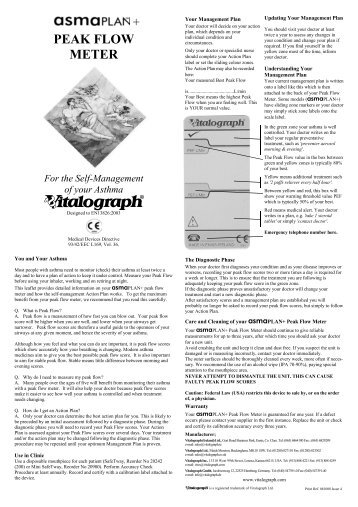 Vitalograph Peak Flow Meter User Manual - DocStock