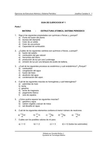 Ejercicios Sistema Periodico y Nomenclatura ICQ106 2008