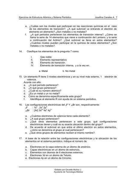 Ejercicios Sistema Periodico y Nomenclatura ICQ106 2008