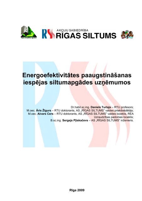EnergoefektivitÄtes paaugstinÄÅ¡anas iespÄjas siltumapgÄdes ...