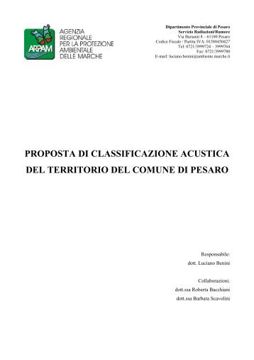 proposta di classificazione acustica del territorio del comune di pesaro