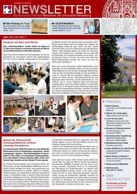 newsletter - Medizinische Fakultät Mannheim - Universität Heidelberg