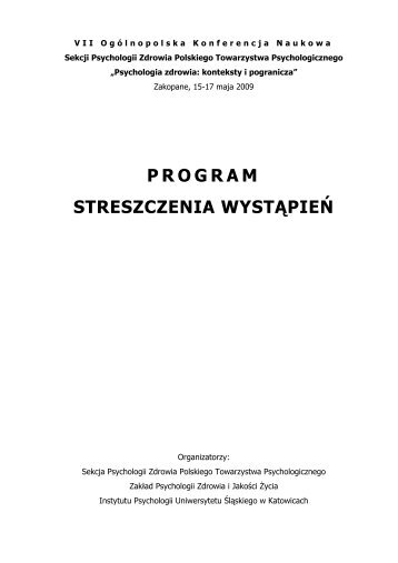 Tu moÅ¼na pobraÄ program konferencji w formacie "pdf" - Uniwersytet ...