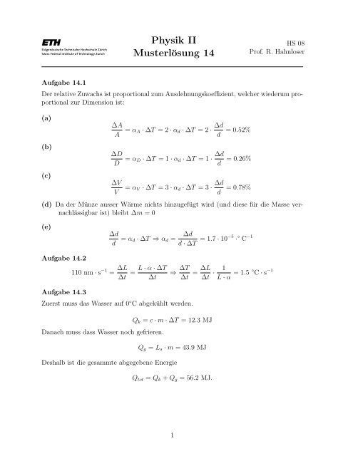 Physik II MusterlÃ¶sung 14