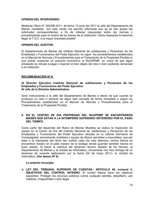 INFORME 004/2011-dfbn - Tribunal Superior de Cuentas