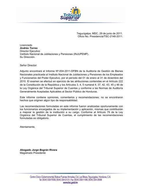 INFORME 004/2011-dfbn - Tribunal Superior de Cuentas