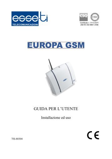 Manuale Europa GSM - Esse-ti Telecomunicazioni