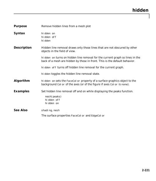 MATLAB Function Reference (Volume 2: Graphics)