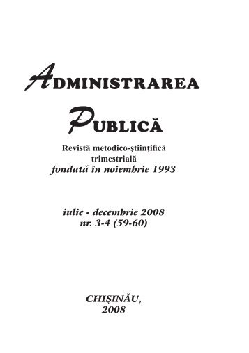 "Administrarea publicÄ" iulie â decembrie 2008 nr. 3â4