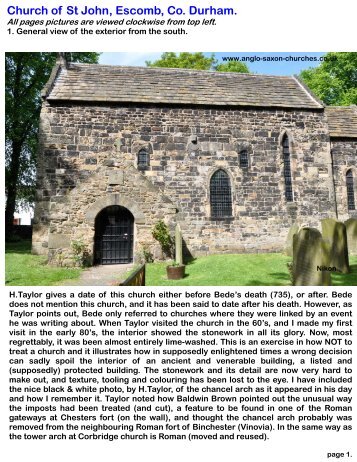 Church of St John, Escomb, Co. Durham.