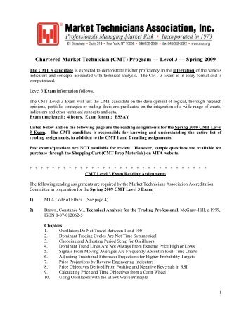 (CMT) Program --- Level 3 - Market Technicians Association