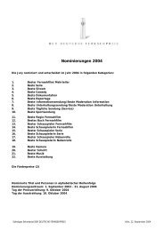 Nominierungen 2004 - Deutscher Fernsehpreis