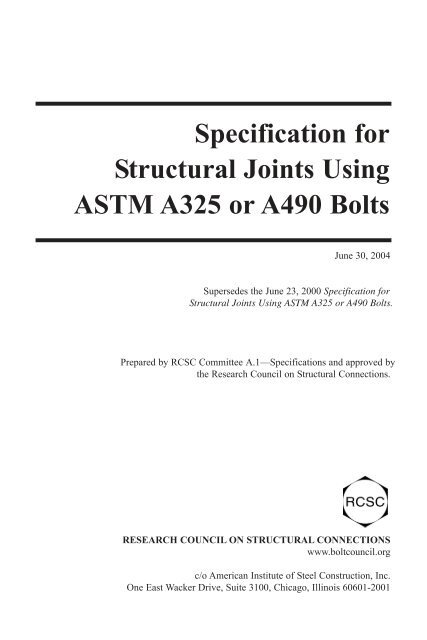 A325 Bolt Chart