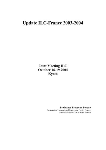 Update ILC-France 2003-2004 Joint Meeting ILC October 16-19 ...