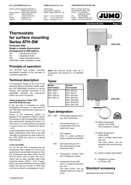 Thermostats for surface mounting Series ATH-SW - doc-station.ru