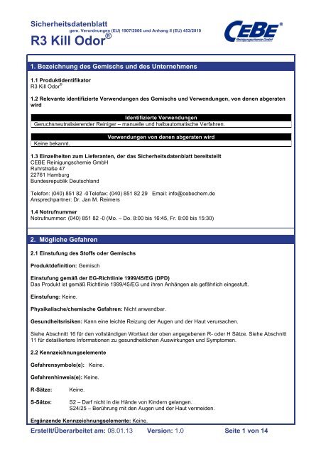 R3 Kill Odor - CEBE Reinigungschemie GmbH