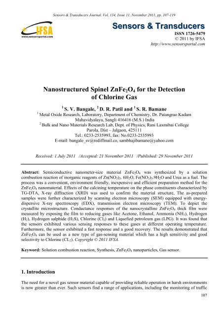 Nanostructured Spinel ZnFe2O4 for the Detection of ... - ResearchGate
