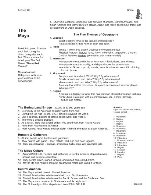 5 Themes Of Geography Chart