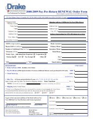 2008-2009 Pay-Per-Return RENEWAL Order Form - Drake Software