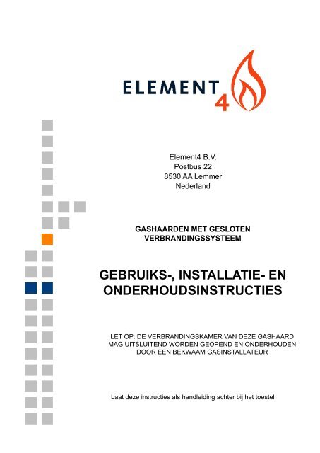Gebruiksaanwijzing Element4 gashaarden gesloten ... - UwKachel