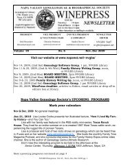 November, December 2009 WinePress - Napa Valley Genealogical ...