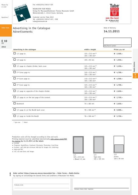 Product categories - Neureuter Fair Media