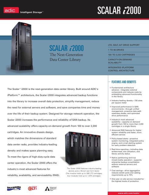 Scalar i2000 datasheet - Unylogix Technologies Inc.