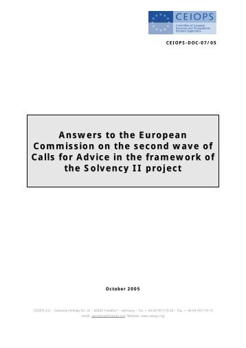 Answers to the European Commission on the ... - Eiopa - Europa