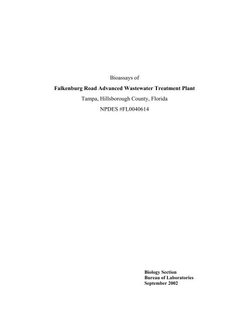 Bioassays of Falkenburg Road Advanced Wastewater Treatment Plant