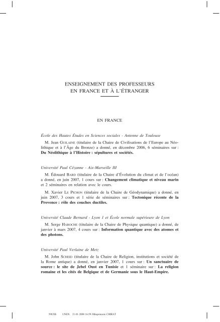 annuaire partie 4 pdf - Cours et travaux - Collège - Collège de France