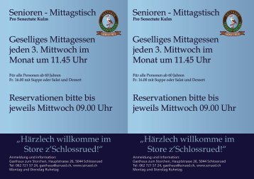 Senioren - Mittagstisch Geselliges Mittagessen jeden 3. Mittwoch im ...