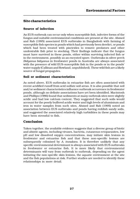 Epizootic Ulcerative Syndrome (EUS) Technical Handbook