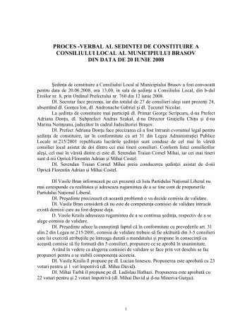 Proces verbal - Primaria Municipiului Brasov