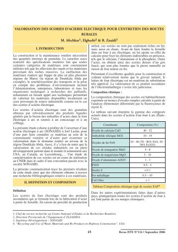 Valorisation des scories d'acierie Ã©lectrique pour l'entretien ... - anafide