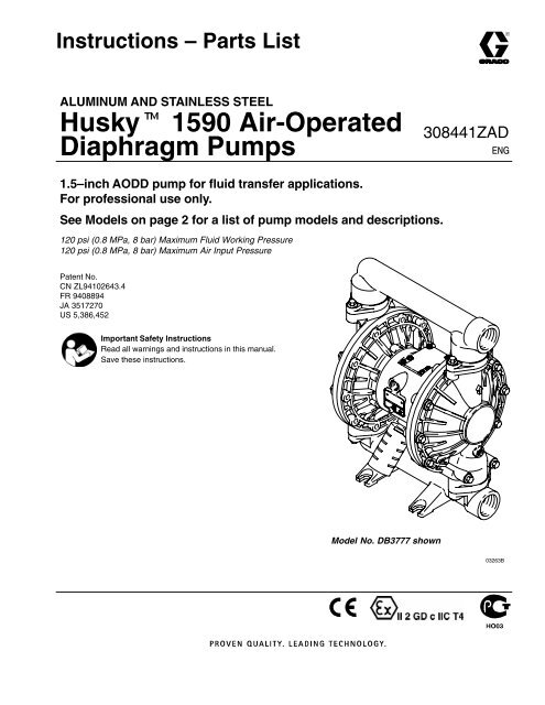 308441ZAD, Aluminum and Stainless Steel Husky 1590 ... - Graco Inc.