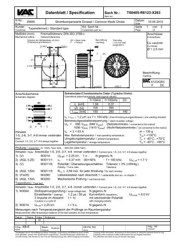 Datenblatt / Specification - Vacuumschmelze