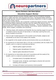 Neuro Partners Job Description Education Support Worker