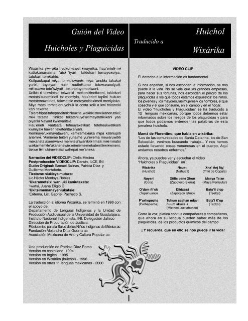 Huichol Wixárika - Huicholes y Plaguicidas
