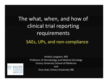 Reporting an SAE or UP to the IRB - Winship Cancer Institute of ...